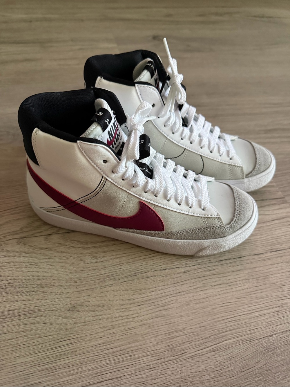 Nike Blazer Mid - White with Red Swoosh